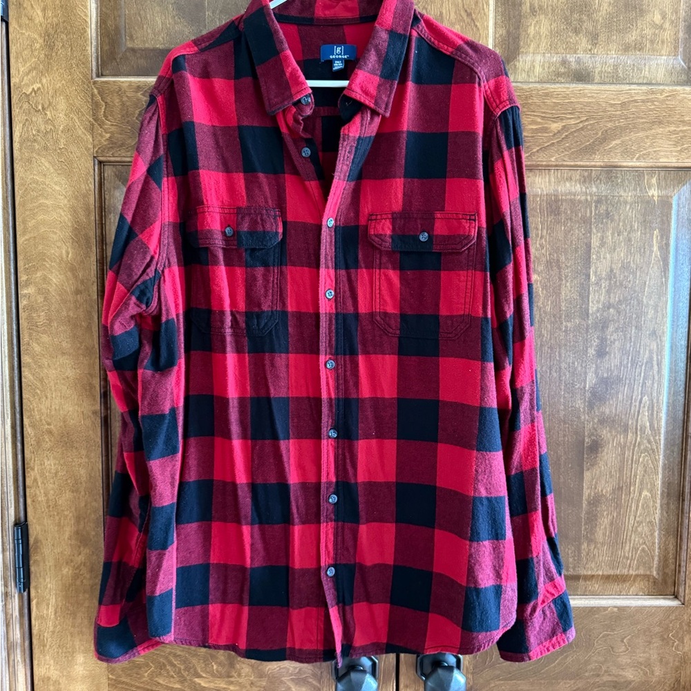 George Red and Black Checkered Shirt - Men's Size 2XLT (50-52)